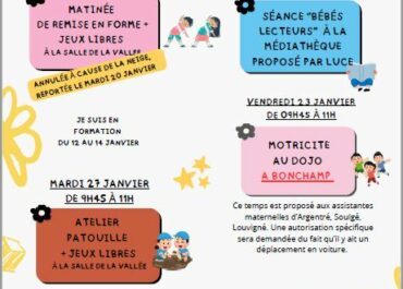 Relais Petite enfance :  les « Matinées Rencontres et Jeux » de janvier et février
