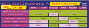 Déchèteries attention heures adaptées du 10 au 15 juillet